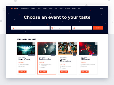 Afisha afisha design events find geometric interface red search ui web website