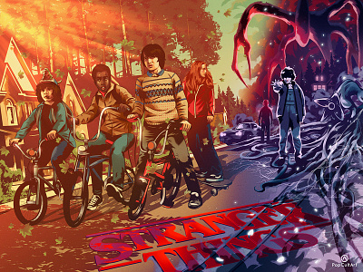 Stranger Things character digital fantasy giclee illustration kids monster people print tv