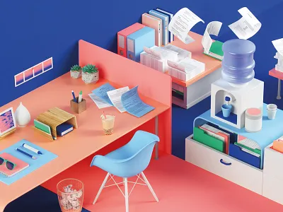 Desk c4d desk office work