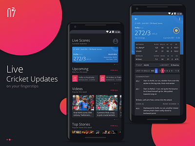 Live Cricket Updates App User Interface black cricket feed mobile app news scorecard sports typography ui ui ux uidesign user interface