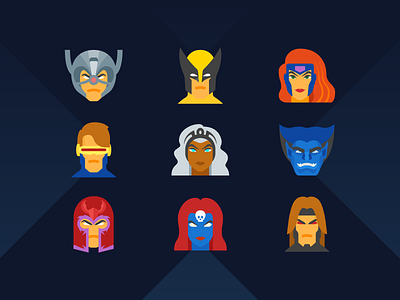 Flat Color Style: X-men comics design flat graphic design icons illustrator marvel x men