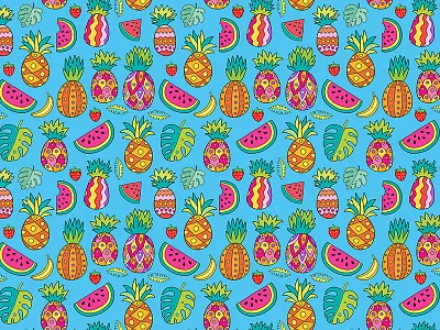 Ananas Pattern ananas fruits monstera pattern seamless tropic tropical watermelon