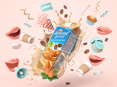 Almond Breeze 3d advertising almond art breeze campaign cgi color milk production render visual