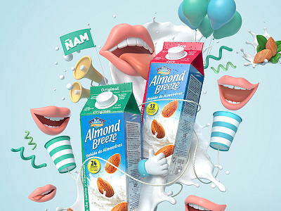 Almond Breeze 3d advertising almond art breeze campaign cgi color milk production render visual