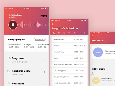 Kantipur Radio App adobe xd app ui mobile ui radio radio app