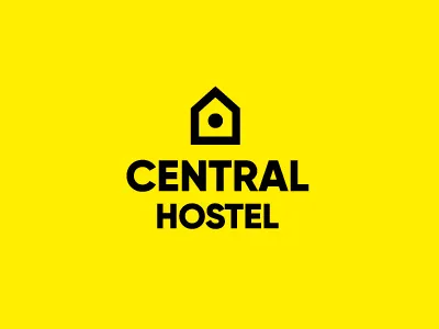 Central Hostel center hostel house logo logos marks symbol