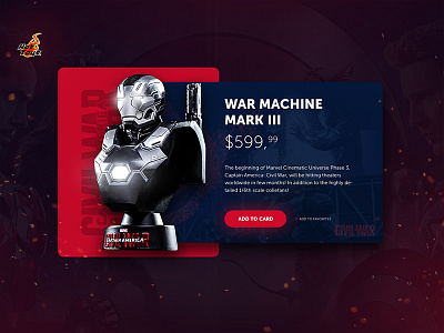 Products card "War machine mark 3" business landing page ui ux web website