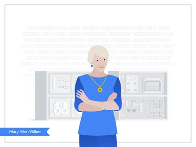 Mary Allen Wilkes binary blue computer grayscale maryallenwilkes science scientist tech technology womensday