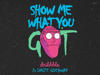 2 Dribbble Invites Giveaway alien giveaway invite planet rick and morty schwifty show me