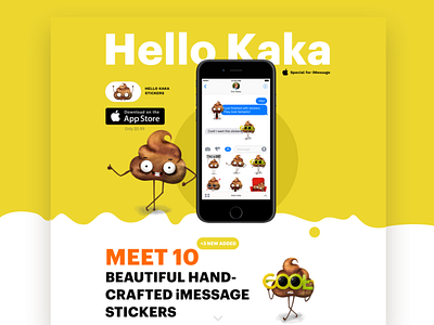 Hello Kaka Landing page hello imessage landing one page stickers