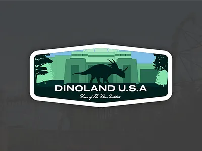 Animal Kingdom Badge – Dinoland U.S.A. animal kingdom dinoland usa dinosaur disney disney world disneys animal kingdom outline ride styracosaurus theme park vector