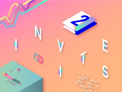 x2 Dribbble Invites 3d cards data dataviz graphic illo illustration invites isometric palette player robot