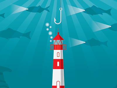 Lighthouse fish illustration lighthouse under the sea