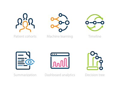 Icons for healthcare company dashboard doc icon machine learning medicine timeline tree user