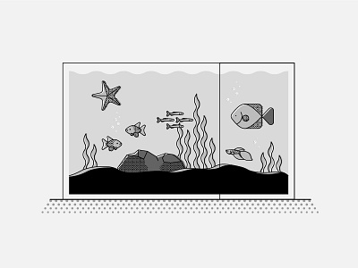 Aquarium aquarium black and white fish illustration vector