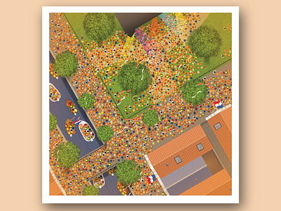 King's Day landscape aerial celebration dutch kings day koningsdag landscape orange party