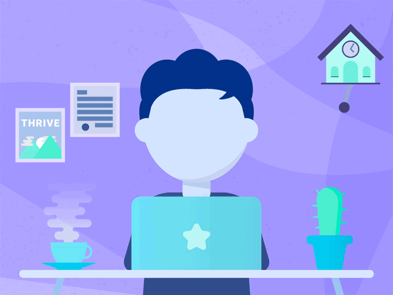 Feedback Loop animation coffee desk gif illustration loop office purple saturation