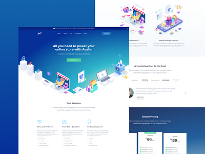 landing page domain freebie gradient hosting illustration isometric landing landing page technology