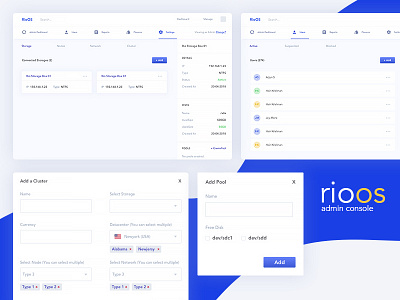 RioOS admin admin panel clean console dashboard minimal modal ui ux