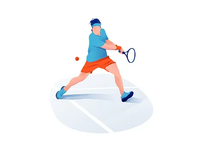 Tennis player 2 animation brand character design editorial illustration interface minimalism typography ui ux web