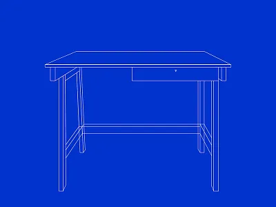 A Desk Blueprint 0033cc bauhaus blueprint desk furniture idea international klein blue sketch yves klein blue