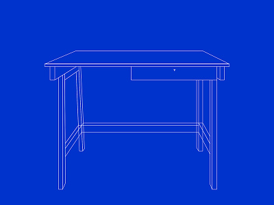 A Desk Blueprint 0033cc bauhaus blueprint desk furniture idea international klein blue sketch yves klein blue