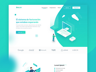 Biller - Landing Page billing desktop gradient illustration isometric landing product