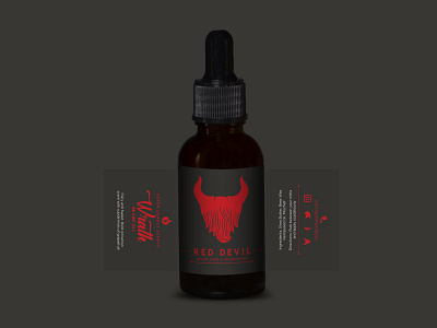 Red Devil Beard Co. Wrath Beard Oil Label beard devil flat design icon label logo product design product photography red