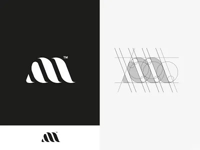 M Logo black design identity letter logo m mark mono white workings