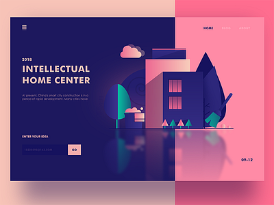 A romanticism home center colors digital hero illustration interface landing ui ux web