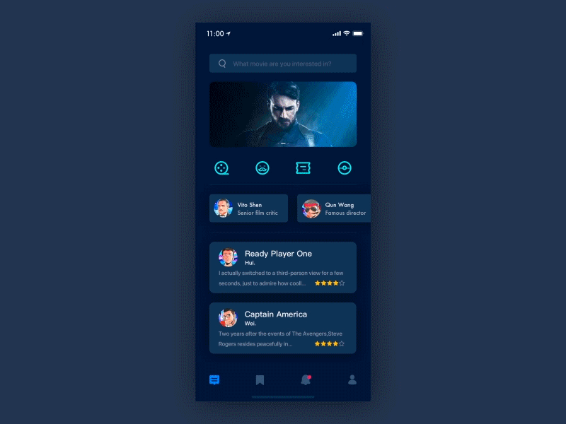 Movie reviews APP - The film critic aftereffects animation app icon movie ui ux