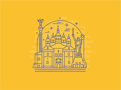 Ukraine flat icon illustration kiev lineart ukraine