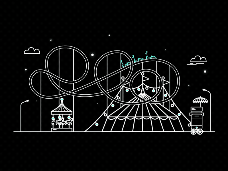 Scene: Amusement Park 100dayproject amusement park animation circus tent gif merry go round roller coaster