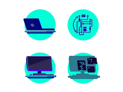 Tech Set aqua blue circuit board computer dev green laptop pc tech technology turqoise