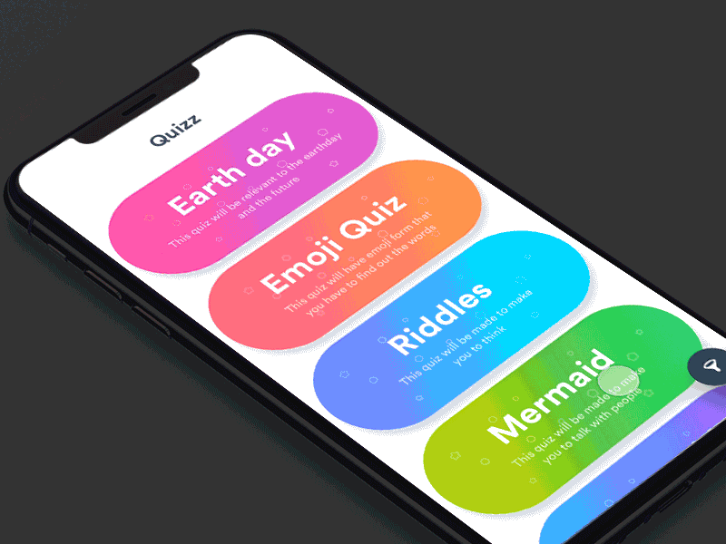 Quizz App filter interaction animation app design filter gif interaction interactive interface material prototype quizz ui