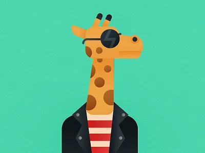 Punk Giraffe animal flat giraffe illustration leatherjacket vector