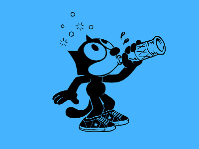 Felix The Cat cat character design drawing illustration