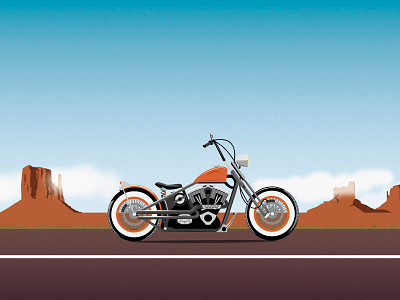 Desert Cruier america chopper cruiser desert harley illustration motorbike motorcycle open road retro road