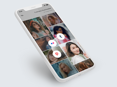 Social Share app appui dailyui flickr gallery girls mobileui pinterest share social tumblr ui