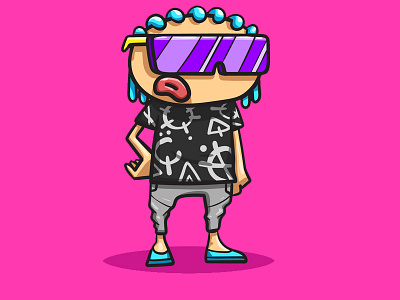 Dude's friend 2d art cartoon character colorful comic cool design funky graphics tongue trendy