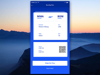 Board Pass UI #02 airport boarding card flight ios iphone ticket travel ui ux