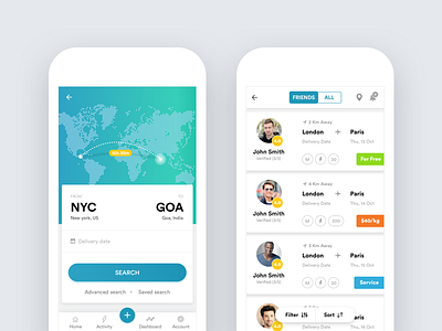 Takecare App Design earning shipper traveller travelling