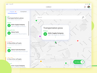 Dashboard for Drivers App app cargo courier drivers logistics shipping tablet tasks timeline transport transportation trucking
