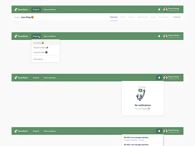 Squadlytics Top Navigation Design System analytics dashboard design system menu mvp navigation product design saas styleguide team ui ux