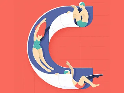 Slide fun illustration kids photoshop slide swimming