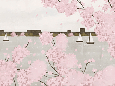 Spring in Hamburg animated cherryblossoms gif illustration spring