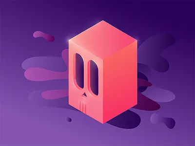 Totenkopf illustration illustrator isometric perspective pink purple skull