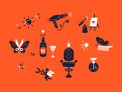 Pryadki v Poryadke brand branding colors design face hair identity illustration logo mark orange vector