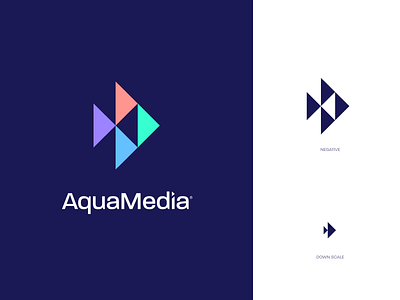 AquaMedia aquarium branding fish identity logo mark salt water swim