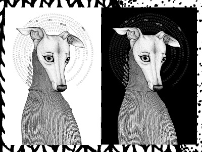 calendar "dog fate" blackandwhite calendar dotwork grehound illustrate italiangreyhound pointilism poster stippling